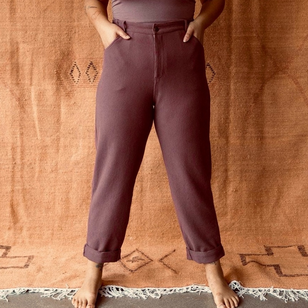 High Rise Corduroy Pants by Una Pluma in Cacao XL